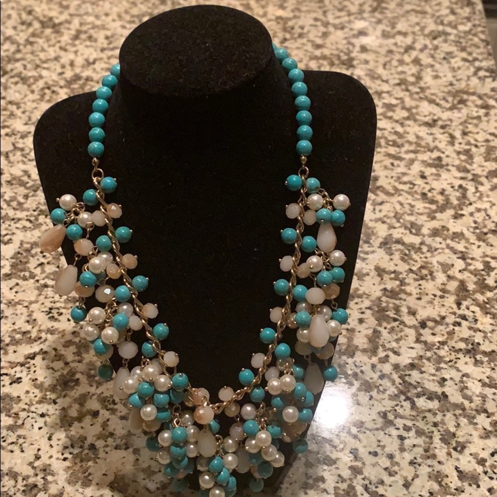 Natasha Necklace ( Faux Pearls & Turquoise Beads)